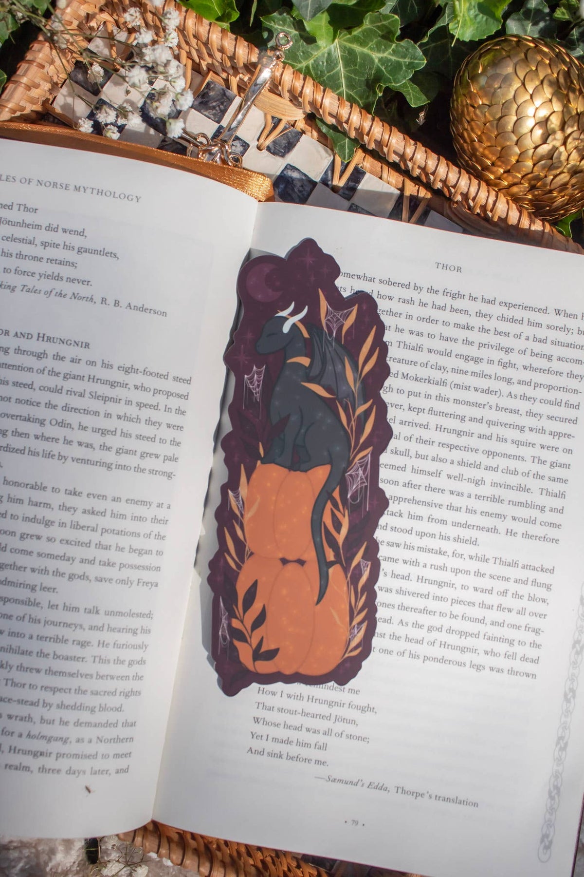 Spooky Pumpkin Stack Dragon Halloween Die-Cut Bookmark