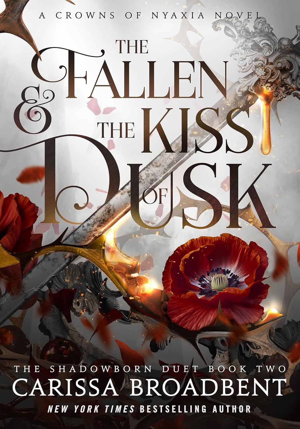 The Fallen & the Kiss of Dusk (Crowns of Nyaxia #4-The Shadowborn Duet Series #2) by Carissa Broadbent-Hardcover New