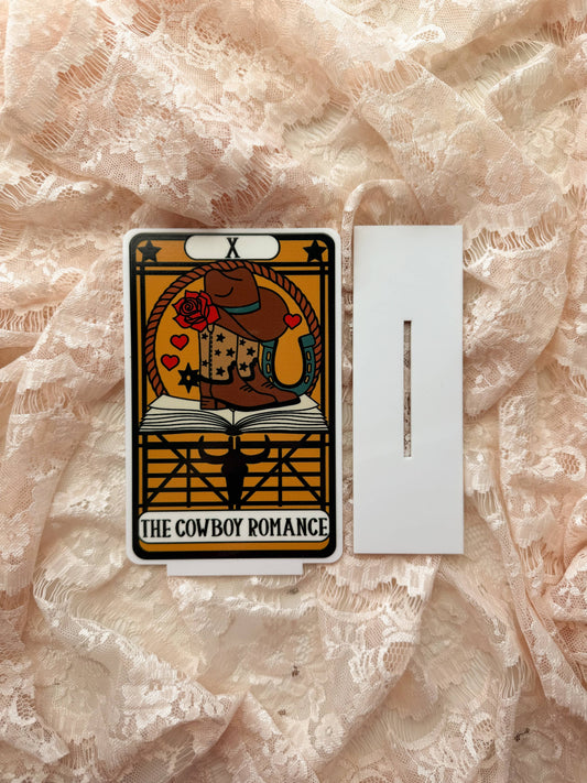 The Cowboy Romance Tarot Card Acrylic Shelf Sitter w/Stand