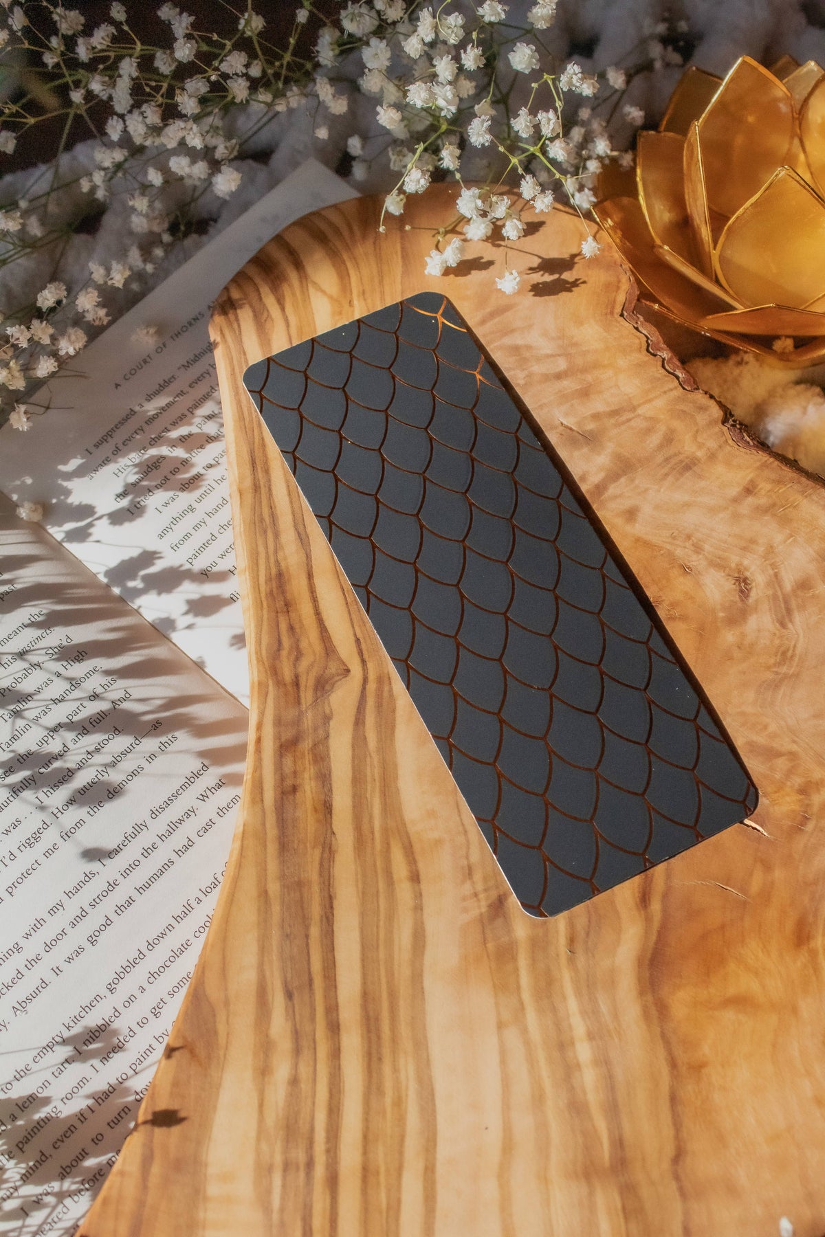 Black and Gold Dragon Scale Foil Bookmark