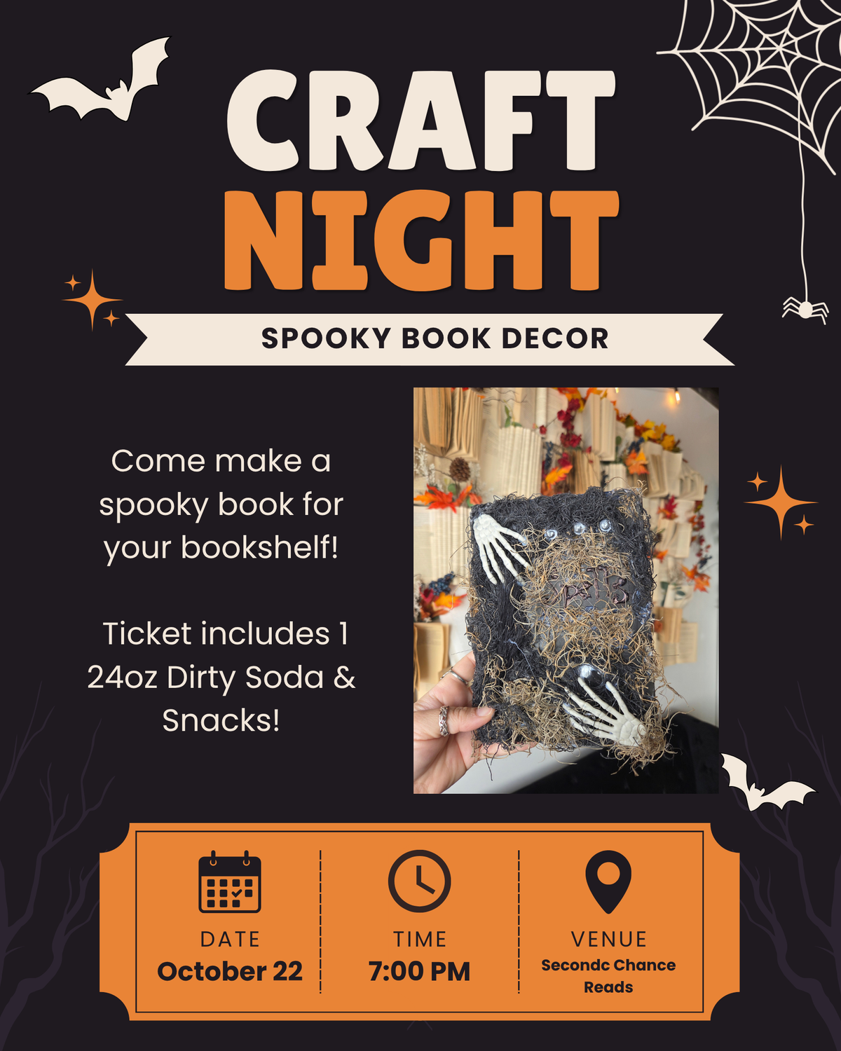 CRAFT NIGHT: Spooky Book Decor - October 22, 2026