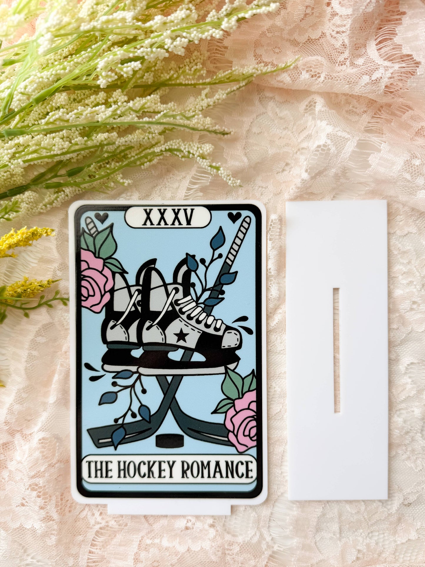 Hockey Romance Tarot Card Acrylic Shelf Sitter w/Stand