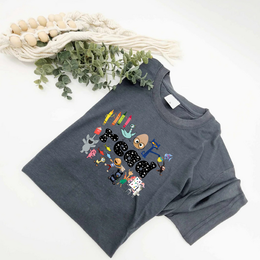 Child T-Shirt - Read Characters - Smokey Charcoal