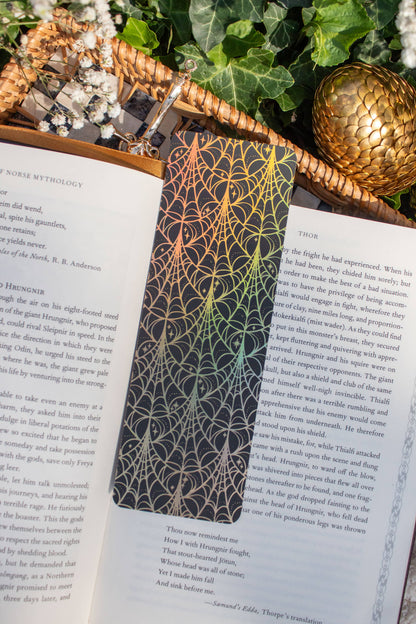 Spooky Spiderweb Nouveau Halloween Foil Bookmark
