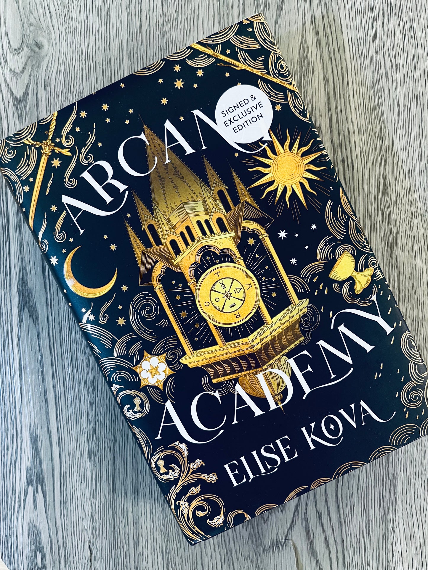 Arcana Academy (Arcana Academy #1) by Elise Kova - Hardcover Signed & Sprayed Edges - Used