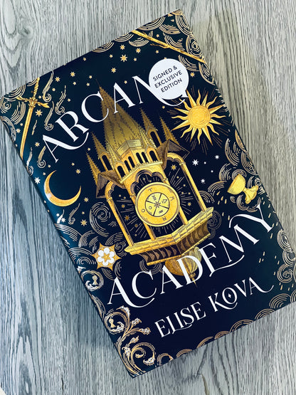 Arcana Academy (Arcana Academy #1) by Elise Kova - Hardcover Signed & Sprayed Edges - Used