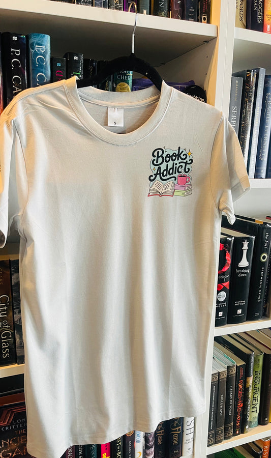 T-Shirt: Book Addict - Light Grey