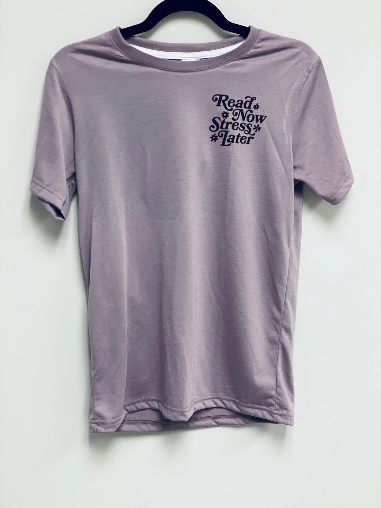 Read Now Stress Later T-Shirt-Plum