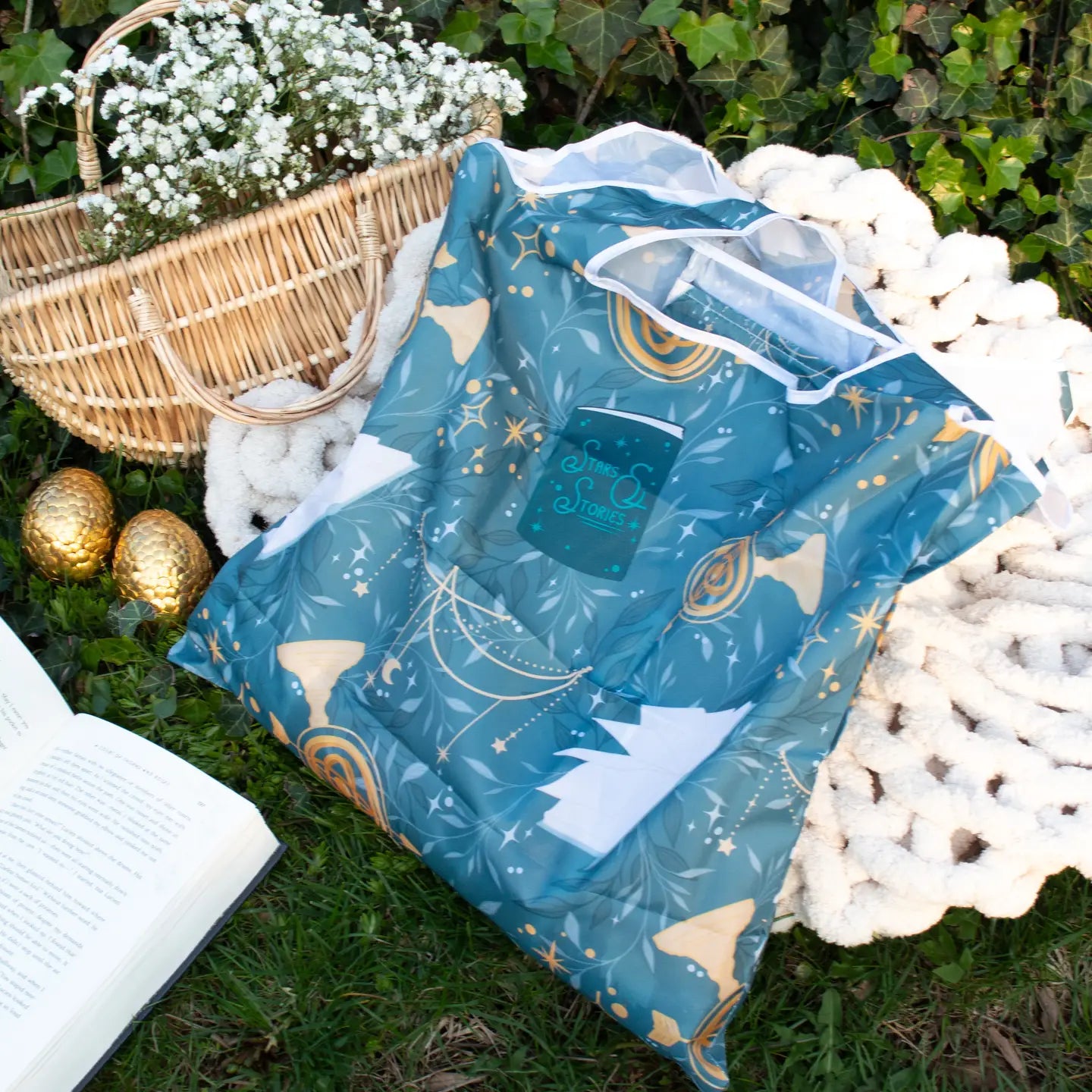 Reusable Bookish Foldable Grocery Tote Bag