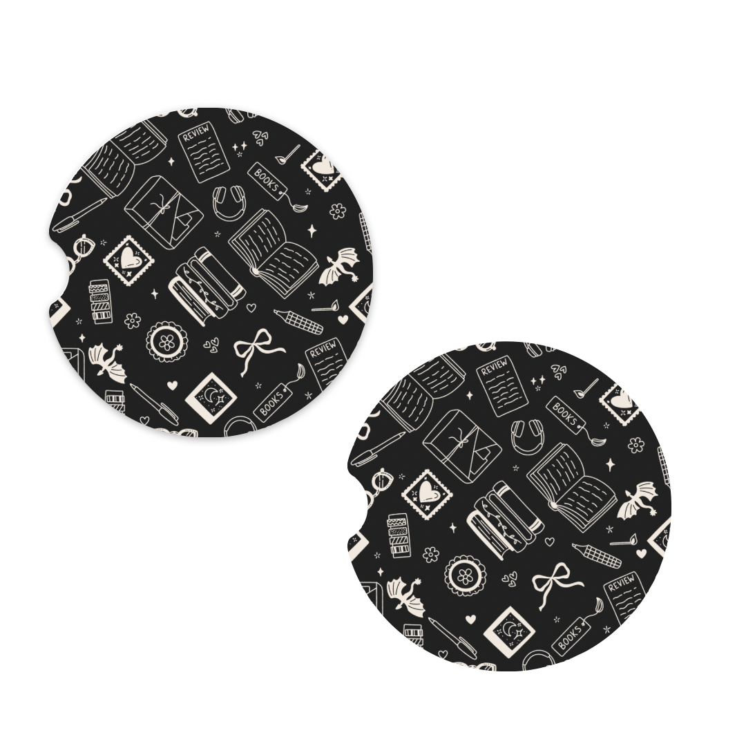 The Reader Black Car Coasters