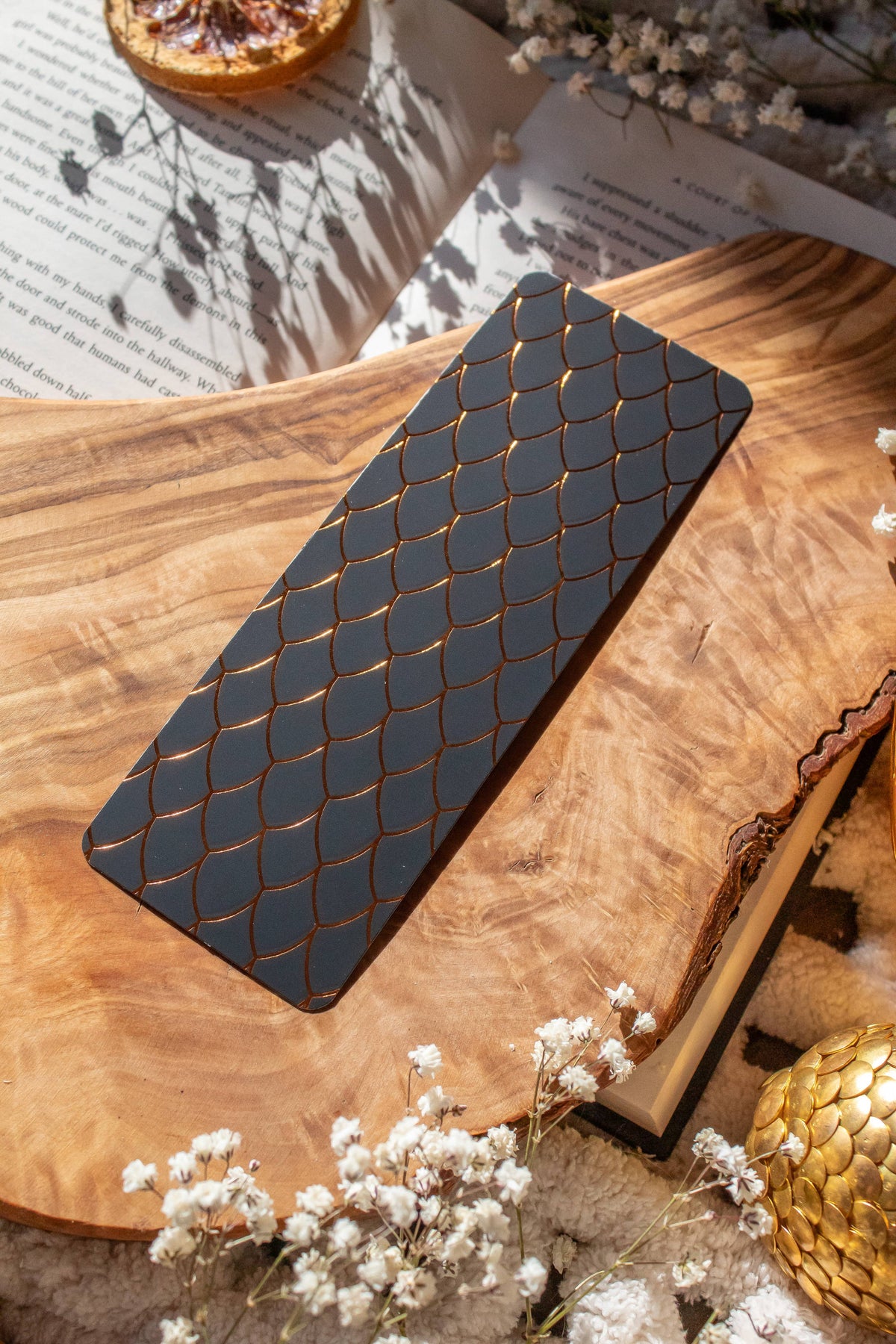 Black and Gold Dragon Scale Foil Bookmark