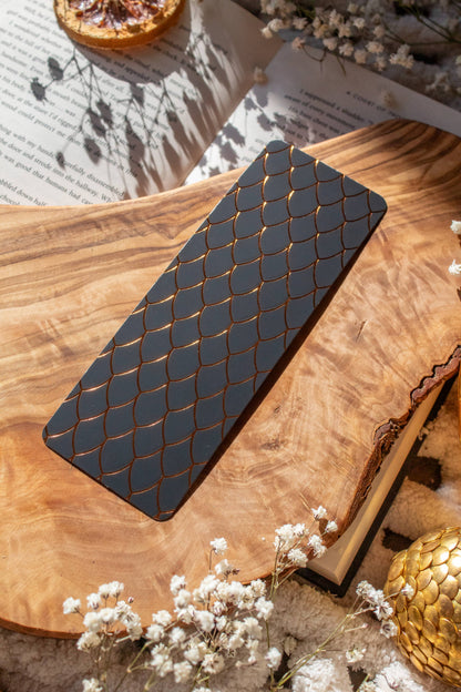 Black and Gold Dragon Scale Foil Bookmark