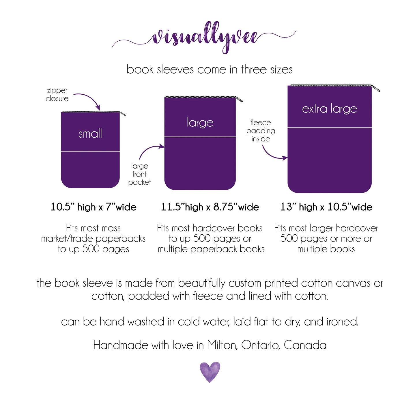 Zippered Book Sleeves by Visually Vee - Size Large