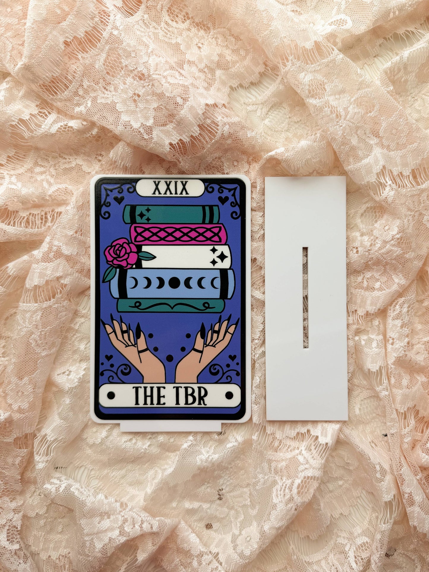 The TBR Tarot Card Acrylic Shelf Sitter w/Stand