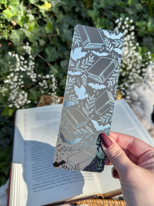 Spooky Bats & Books Halloween Foil Bookmark