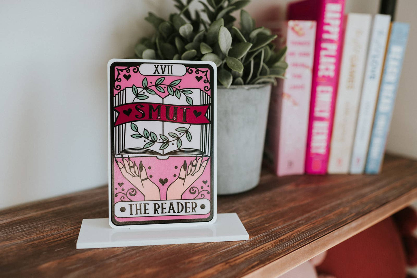 The Smut Reader Tarot Card Acrylic Shelf Sitter w/ Stand