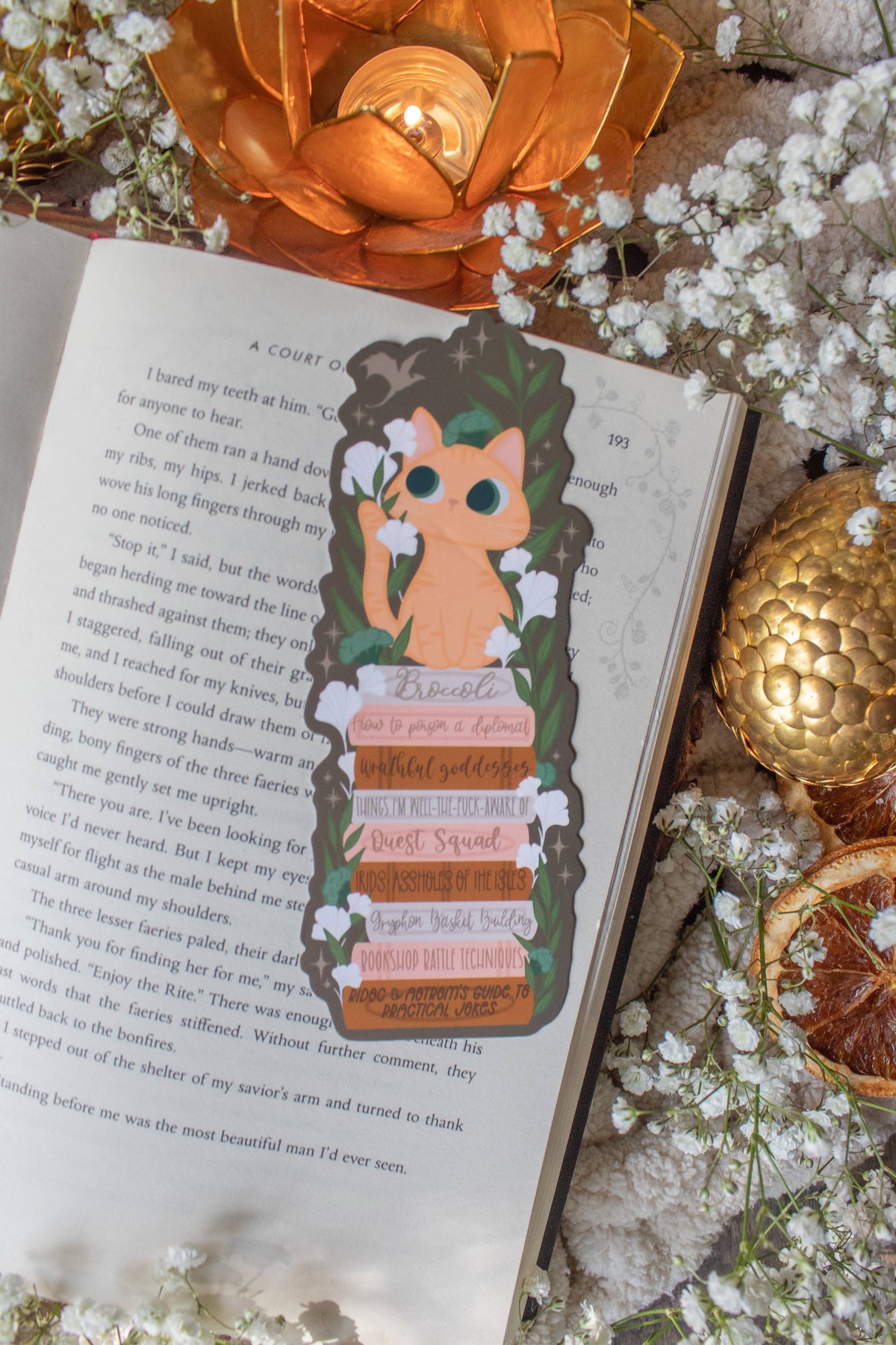 Fourth Wing Broccoli Bookstack Die-Cut Bookmark